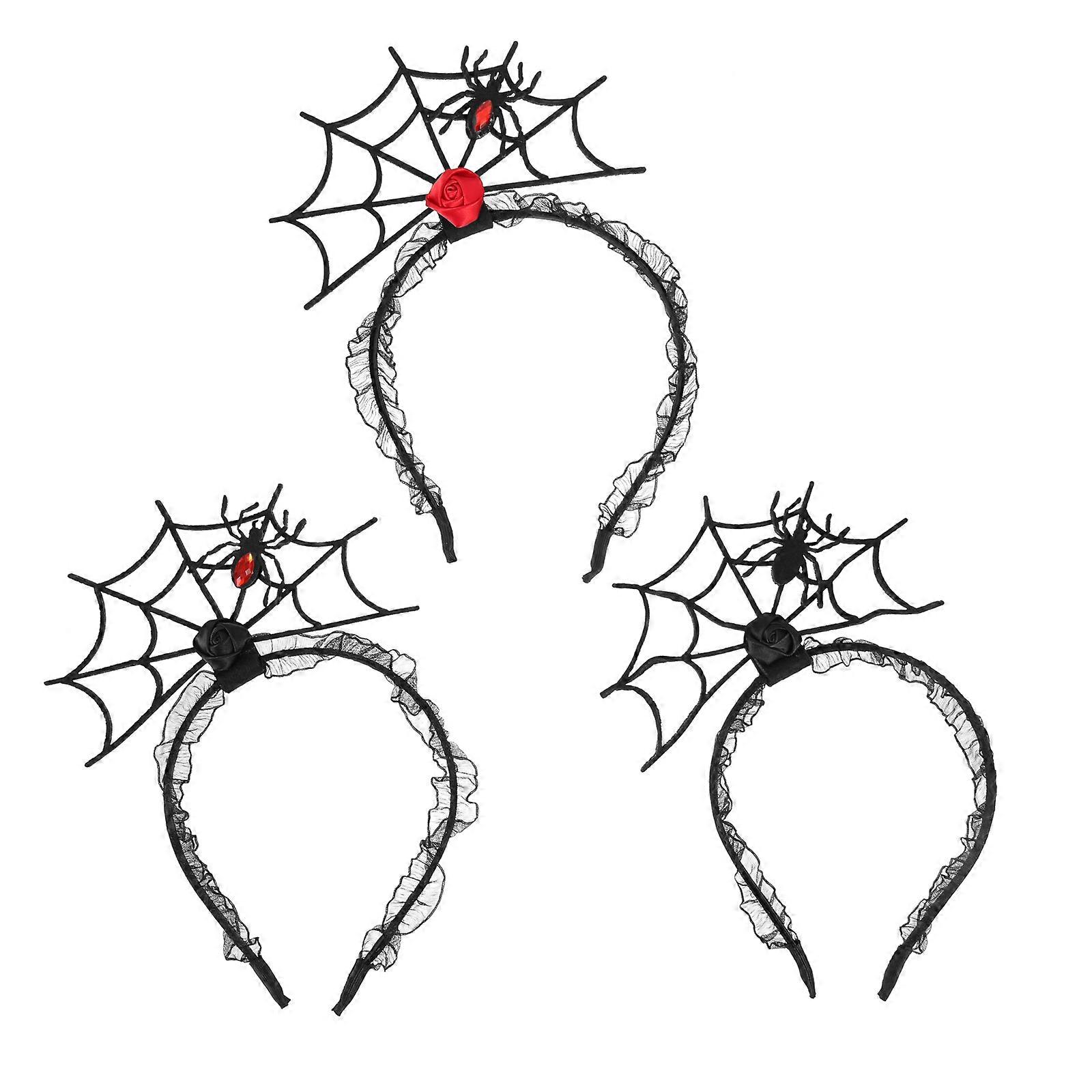 Halloween Headbands Spiderweb Shape Costume Accessory Assorted Color 3Pcs