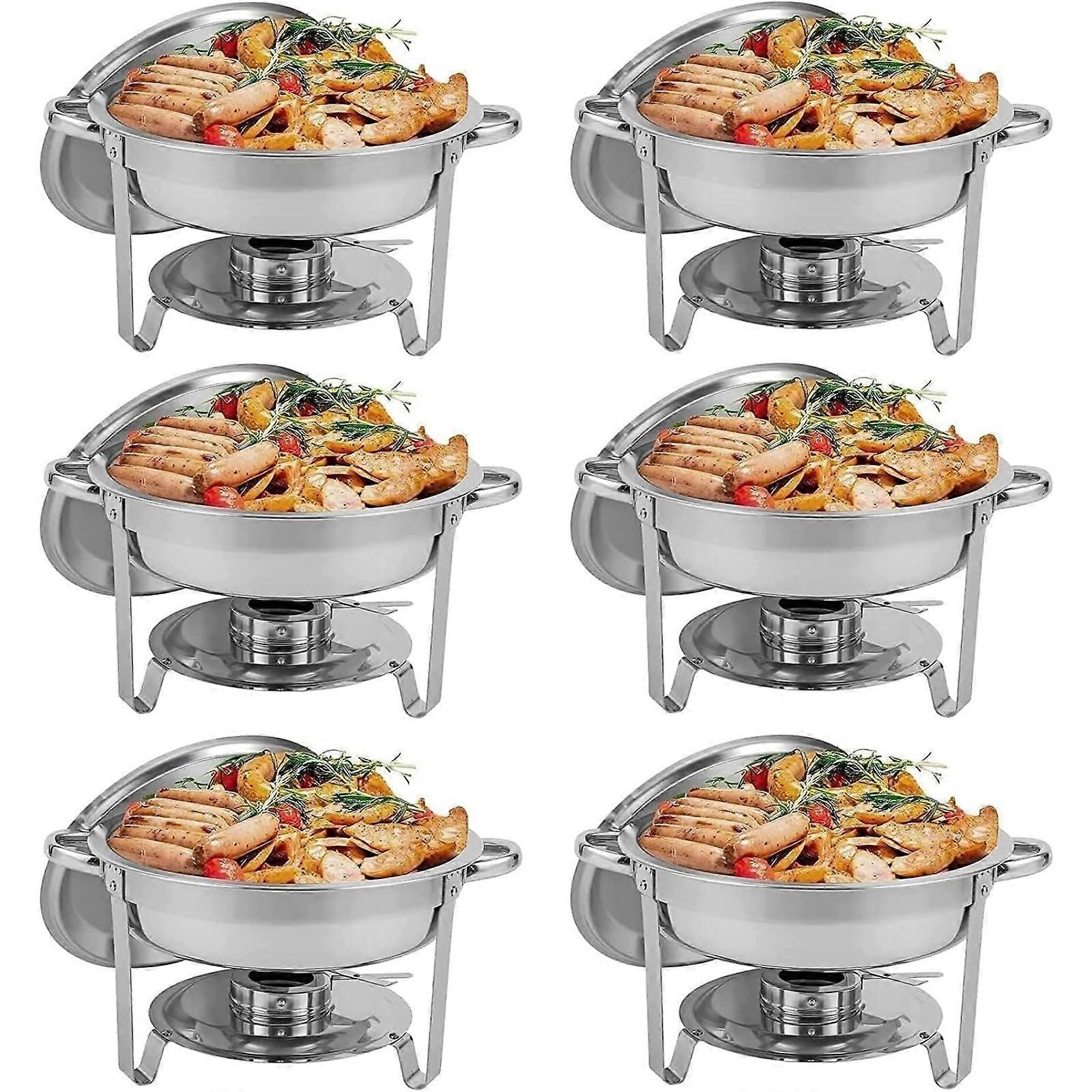 Rundes ChafingDishBuffetSet aus Edelstahl 201, 5Quart mit Speisepfanne, 6pcs