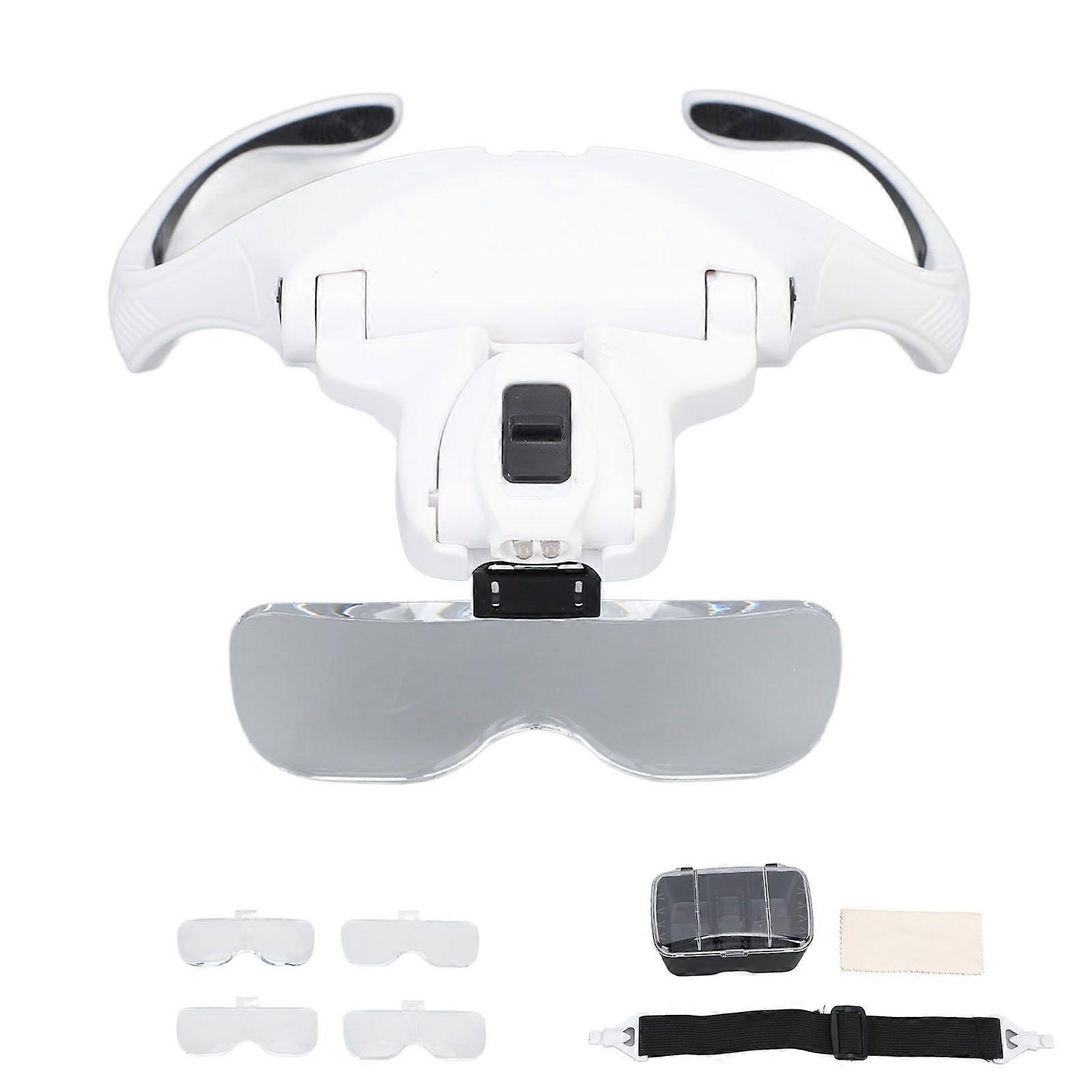 Magnifying Glasses for Eyelash Extensions with 2 LED Light Headband Salon Magnifying 5 Magnification Lens Lash Extensions Tool