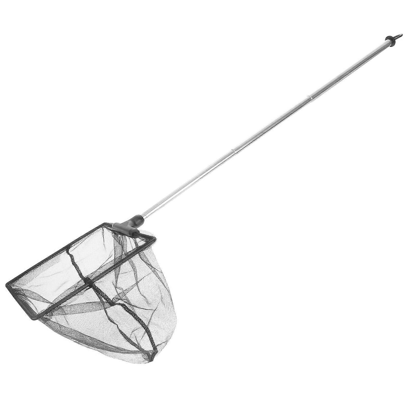 Telescopic Fine Fish Net Aquarium Maintenance 12x15cm Frame 33-60cm Handle Black Stainless Steel 1Set