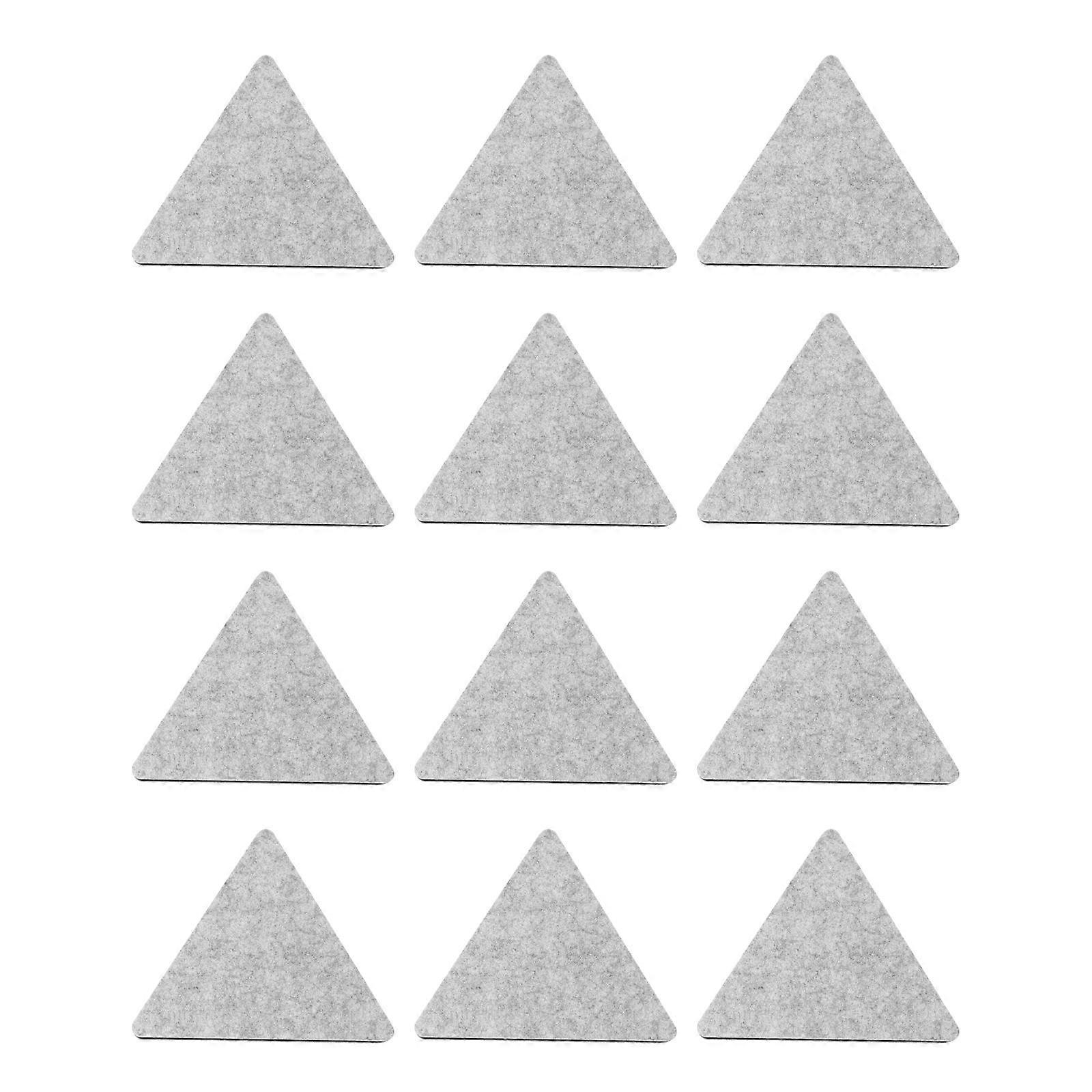 Triangular Acoustic Absorption Panel Sound Insulation Board Grey 20x20x0.9cm Felt Wall Decor 12Pcs