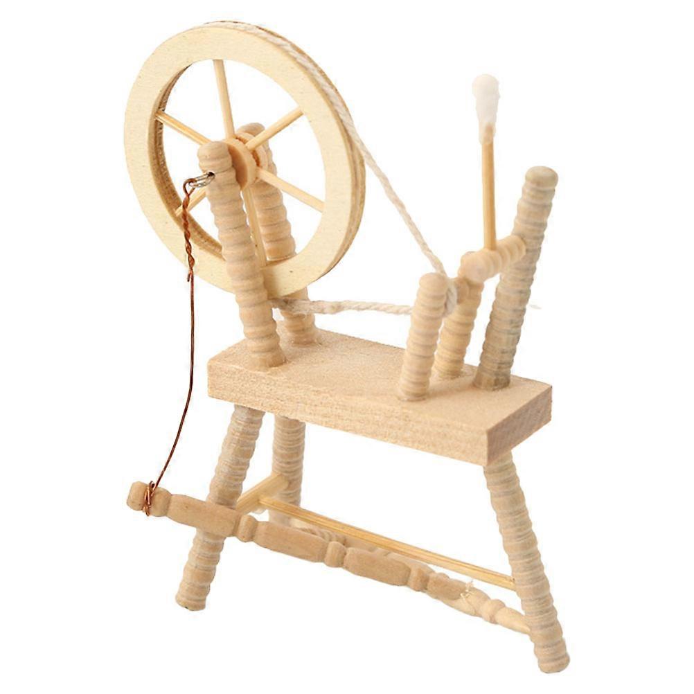 Miniature Wooden Sewing Machine Dollhouse Furniture Spinning Wheel Craft Accessory for Collectors & DIY Enthusiasts
