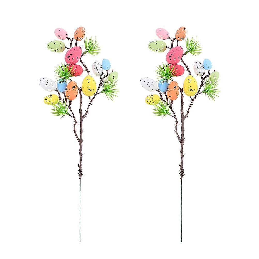 2pcs Spotted Easter Egg Decorations, Speckled Egg Branches for Festive Home Decor, Easter Party Arrangements with Vibrant Atmosphere