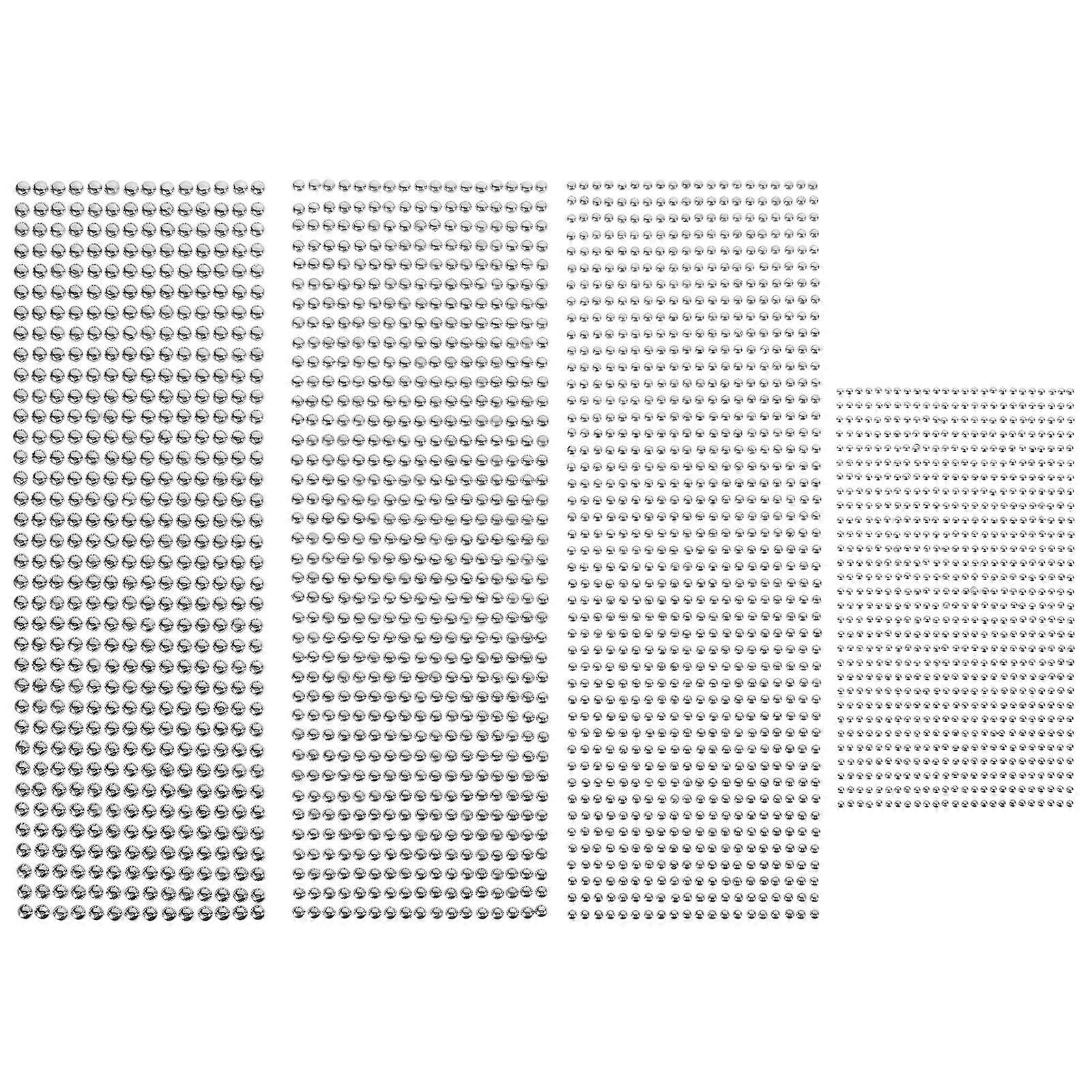 Crystal Face Stickers Self Adhesive Round Silver Eyebrow Decoration 4 Sheets