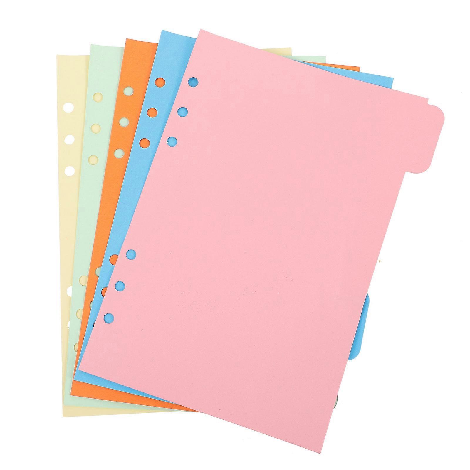Paper Binder Dividers 5 Sheets 6-Holes Rectangular Shape For Office Use And Study 1Set
