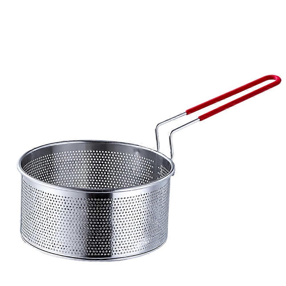Fry Baskets With Handle 304 Stainless Steel Red 34.5X16CM 1Pc