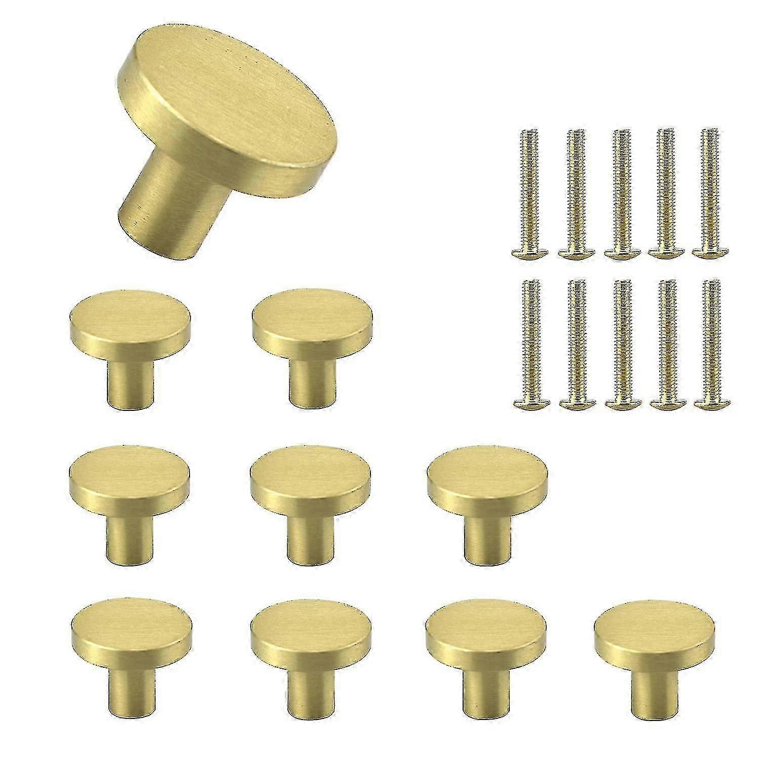 10 Sets Solid Brass Door Knobs Round Drawer Handles Metal Single-hole Pulls,used For Cabinets Kitchen Cupboards 20*20mm Edition 0620