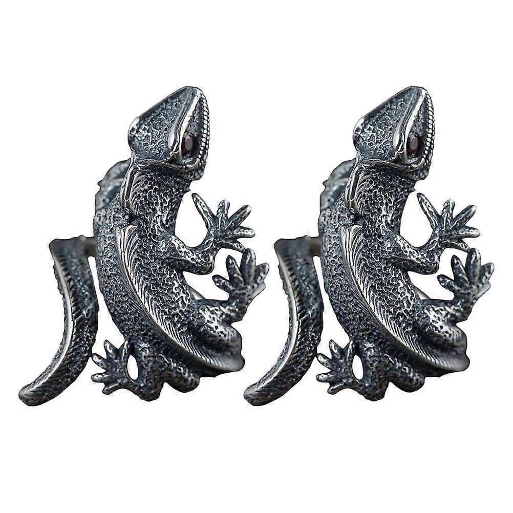 Here's a polished and engaging product description based on the title you provided:
**2pcs Adjustable Retro Lizard Ring – Vintage Animal Finger