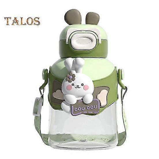 1 Set Straw Bottle Leak-proof Widely Applied One-button Opening Eco-friendly School Students Drinking Jug with Silicone Straw