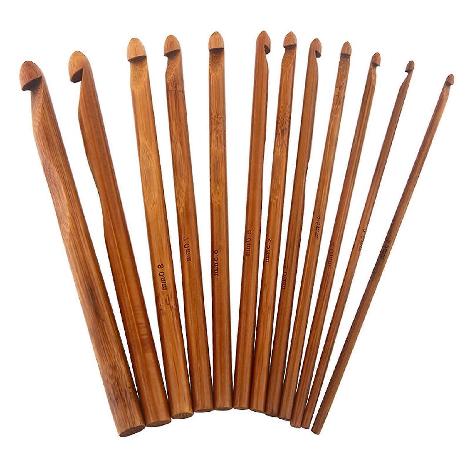 Crochet Hooks Set, Wood Crochet Hooks, 12 Sizes for Crocheting Wool and Cotton