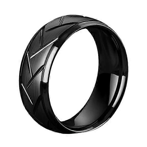 8mm Kubbeli Siyah Tungsten Yüzük Yüzey Fırçalanmış Çapraz Düğün Bandı Lüks Erkekler Takı Aksesuarları