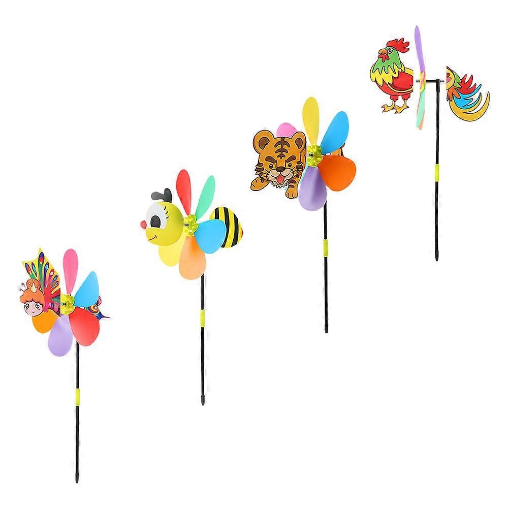 Pinwheel Toys Cartoon Pinwheels Garden Decoration Assorted Color Wind 4Pcs