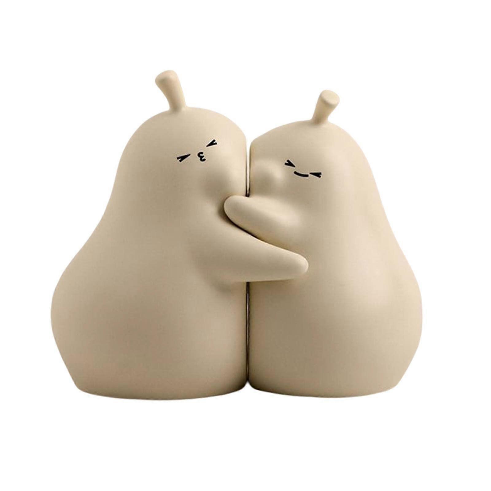 Hugging Pear Book Stand, Ceramic Bookend, Fine Workmanship for Home, Office, Table and Desk Decoration, Wonderful Gift, White L
