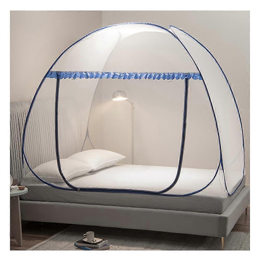Mosquito Net for Bed, Portable Pop-Up Canopy with Floor, Kingsize 180x200x150 cm, Blue, Foldable Mosquito Tent for Adults