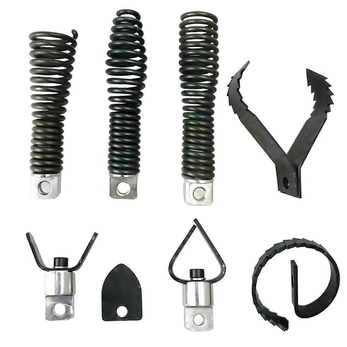 8pcs Drill Attachment,Cutter and Auger Set,Sewer Electric Unclogger Cutter Head Pipe Cleaner Quick Coupling
