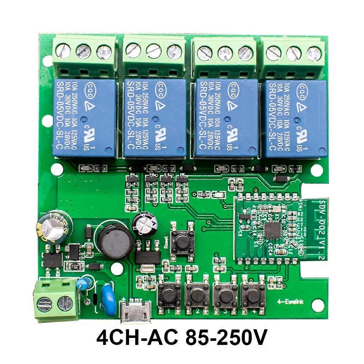 AC 85-250V USB 5V Wifi Relay Switch 4 Channel Wireless Smart Module Work with App Control