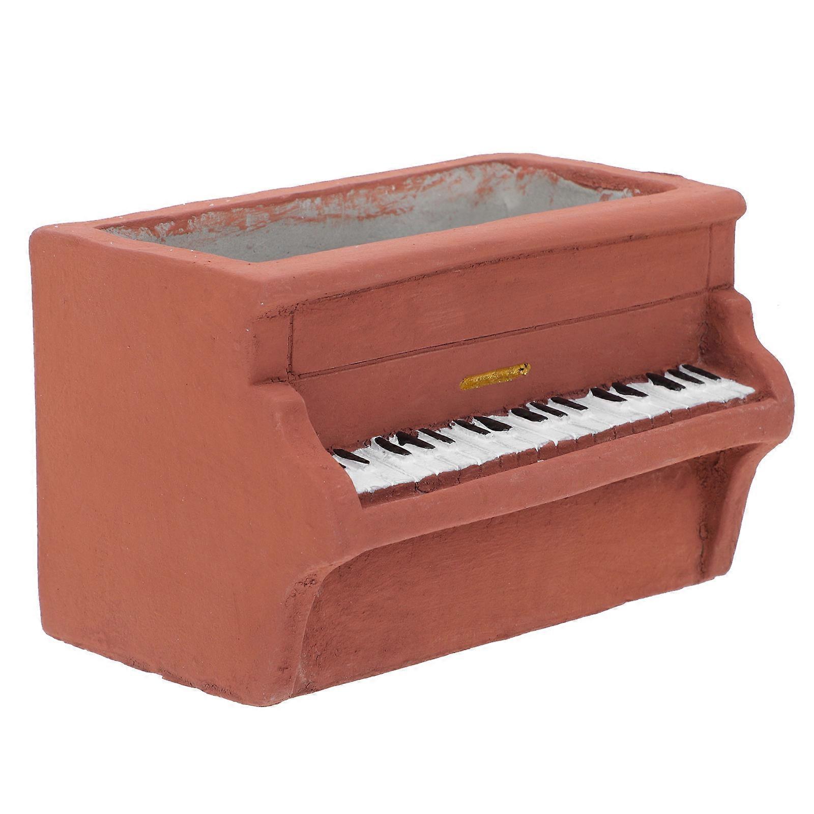 Coffee Cement Planter Lovely Piano Shape for Storing Small Bonsai or Decorations