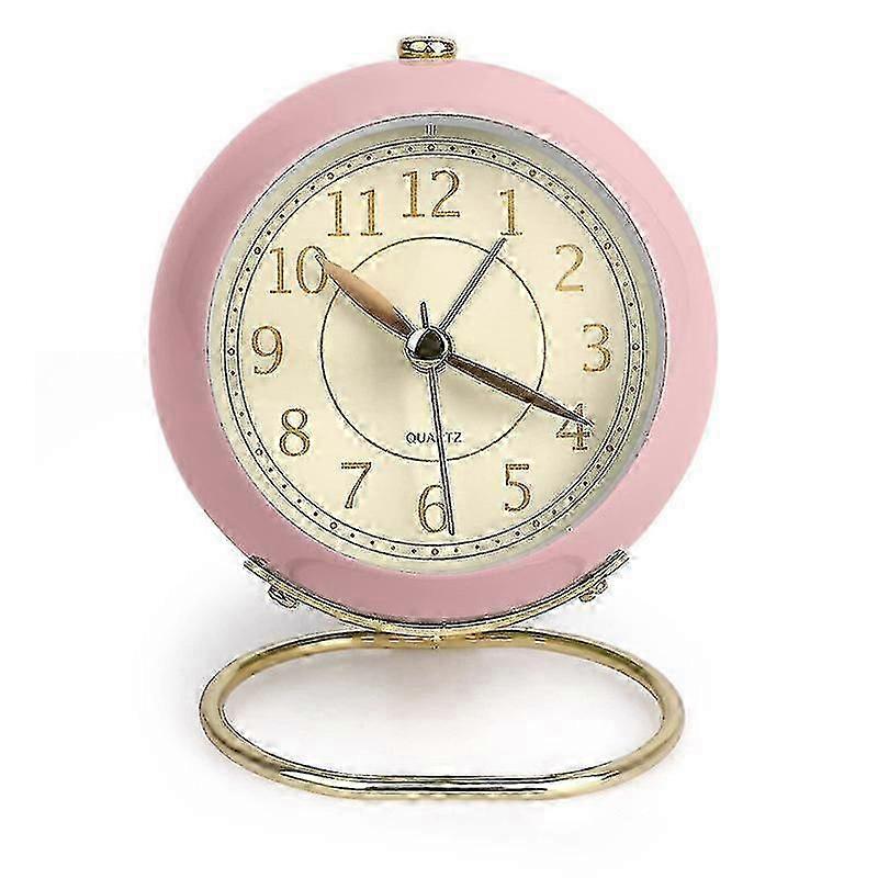 Battery Operated Non Ticking Analogue Alarm Clock Bedroom Retro Style Desk Clock