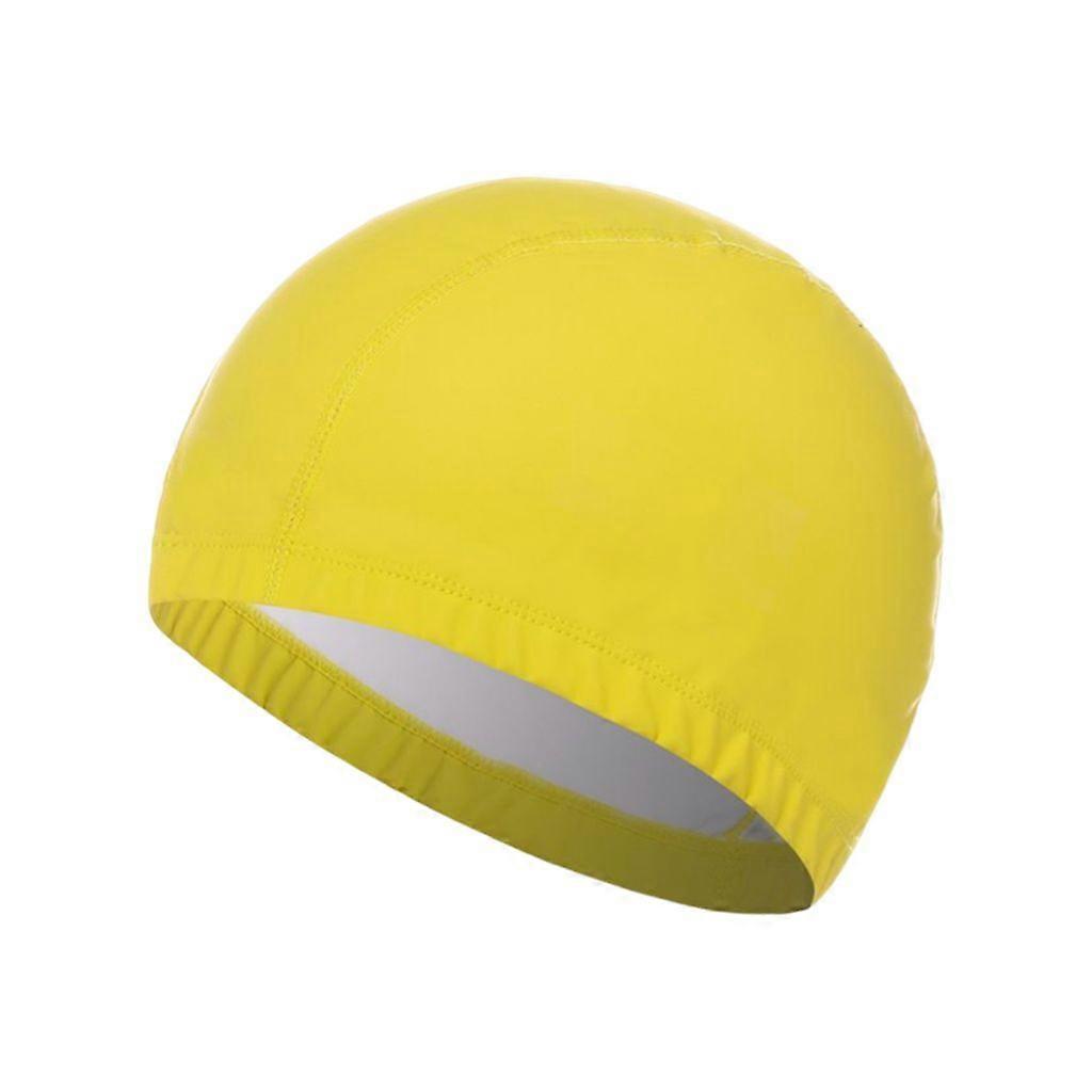 Swimming cap anti-deformation fine workmanship imitation leather unisex high elastic daily swimming cap - yellow