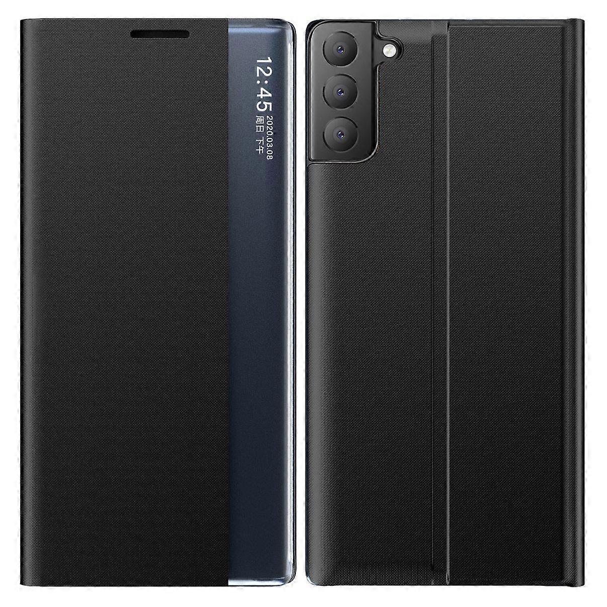 For Samsung Galaxy S21 FE View Window Phone Case Anti-Fall Leather Protective Shell with Stand