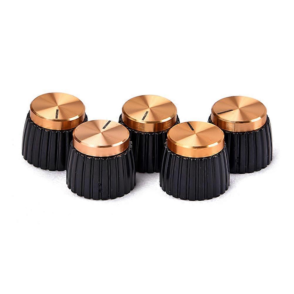 Round Gold Guitar Knobs For Instrument Amplifiers Abs Material 5Pcs