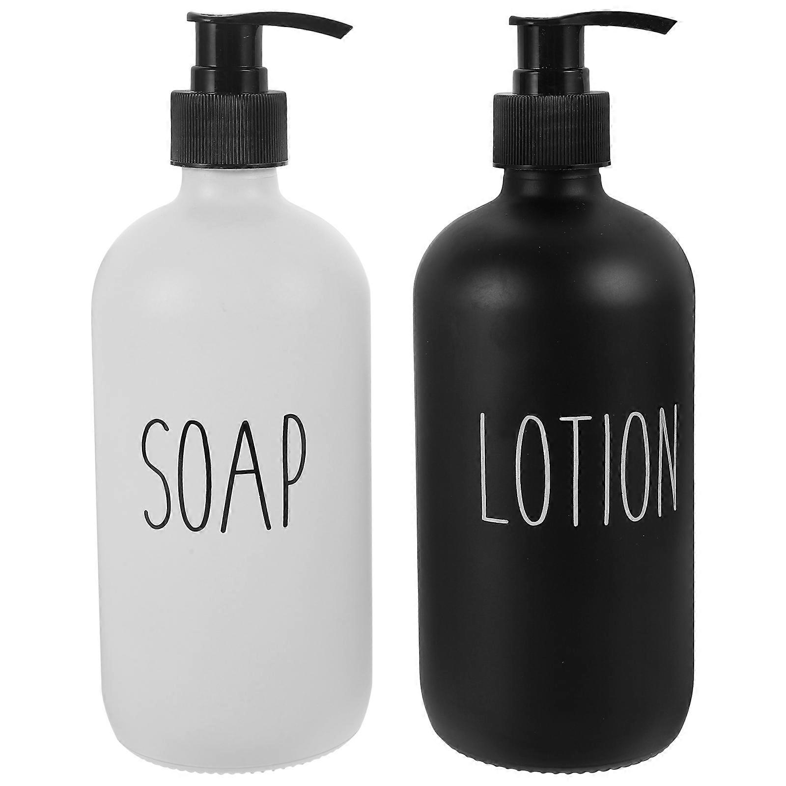 Lotion Bottle With Pump Reusable Shampoo Bottle Press Pump Design Ceramic 2Pcs