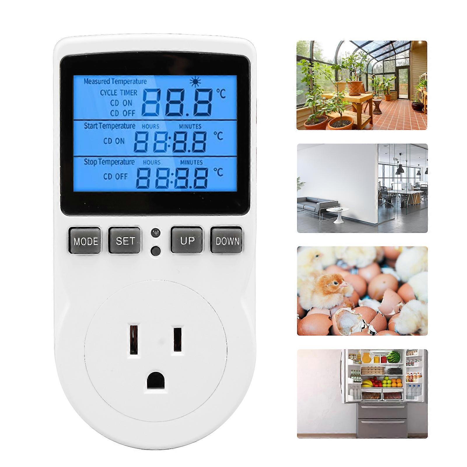 Smart Thermostat Digital Temperature Controller Socket Outlet Timer with Blue Backlight  for Homebrew Fermenter Greenhouse