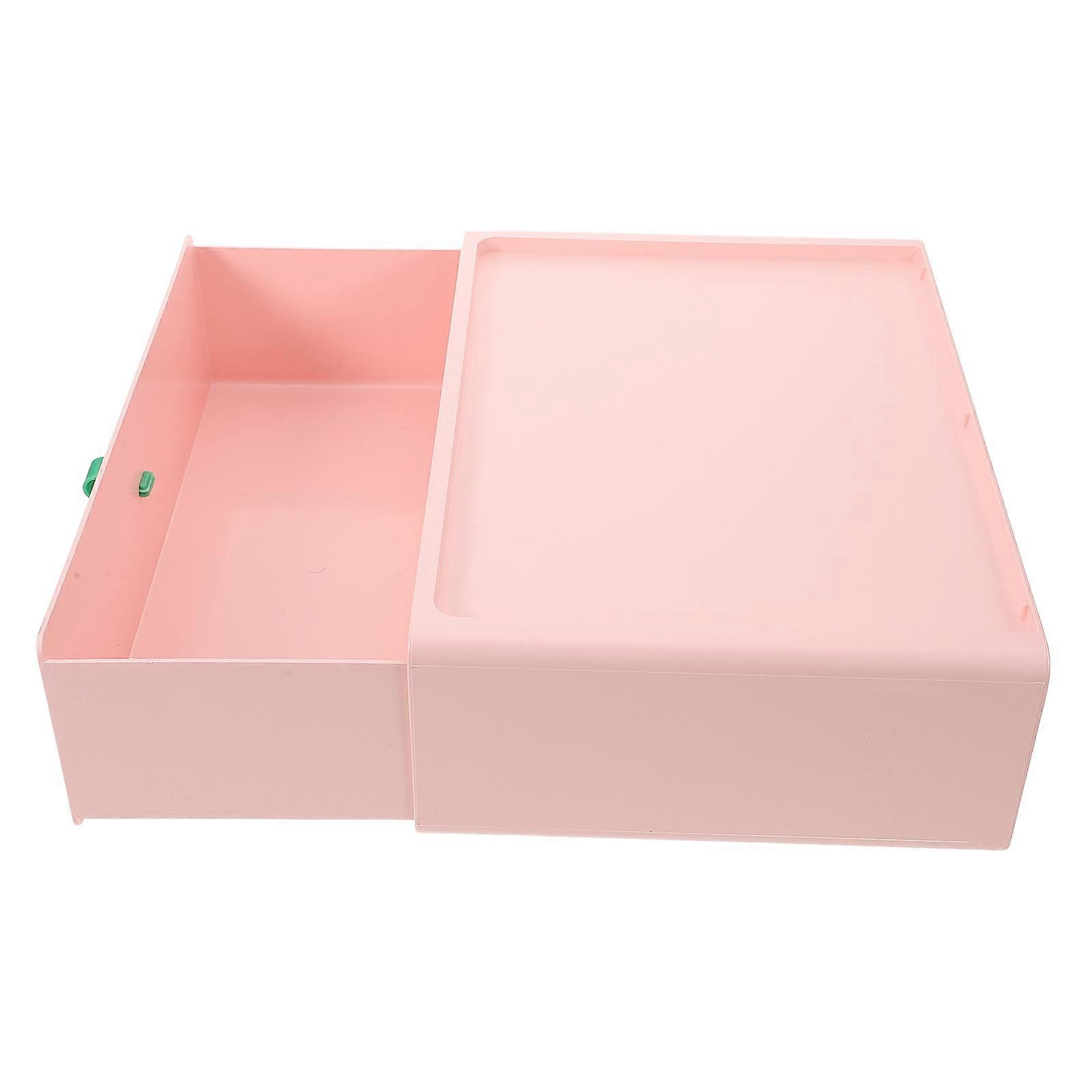 Desk Drawer Box Thicken Cosmetics Storage Container Pink Modern and Simple Design Home Organization 1Set