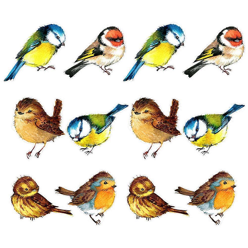 12pcs Bird Window Clings Static Collision Decals Removable Decorative Stickers for Home or Office Non Adhesive Design to Prevent Bird Strikes