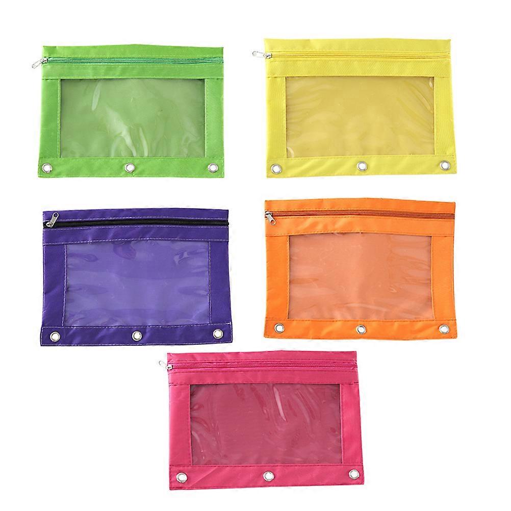 Pencil Case Stationery Pouch For School Rectangular Oxford Cloth Clear Window for Easy Identification 5Set