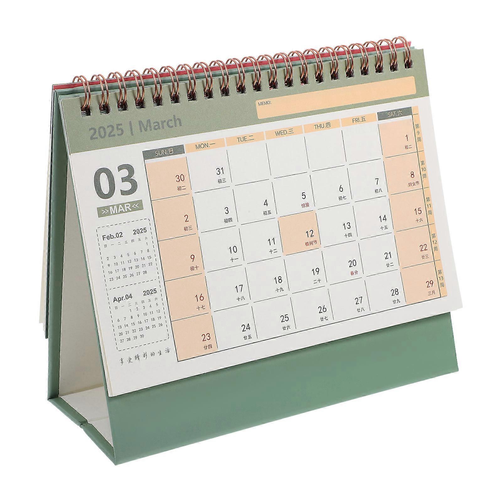 Gold Foil Desk Calendar Medium Portable Desktop Organizer for Office Home Minimalist Tabletop Paper Calendar with Month Date Display