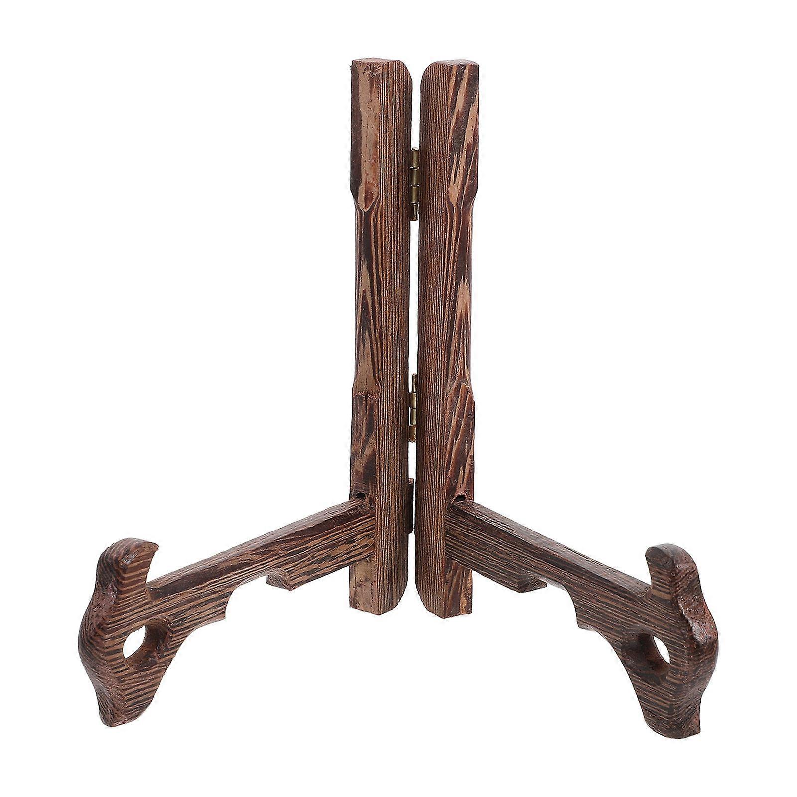 Picture Stands Plate Display Stand Home Use Brown Rectangular Simple Design Storage 1Set