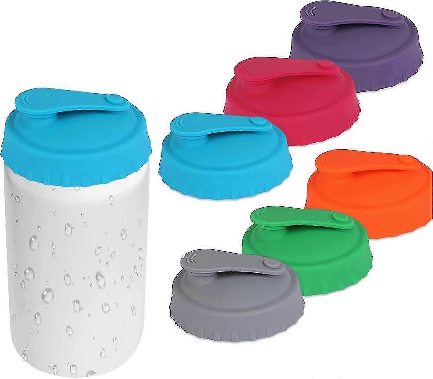 6 Pack Silicone Can Lids - Reusable Pop Can Lids for Standard Size Cans Soda, Silicone Can Tops For Soda/Beer/Juice