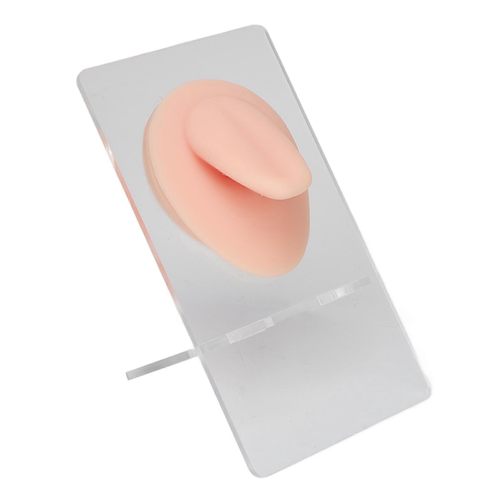 Soft Silicone Tongue Model Professional 3D Simulated Tongue Model with Stand for Piercing Practice Light Skin Color