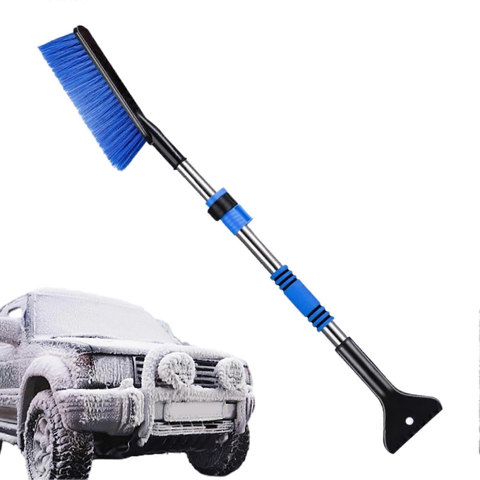 Car Windshield Ice Scraper With Brush, Foam Grip Handle, Heavy Duty Snow Removal Tool, Compact Head Design For RV Use