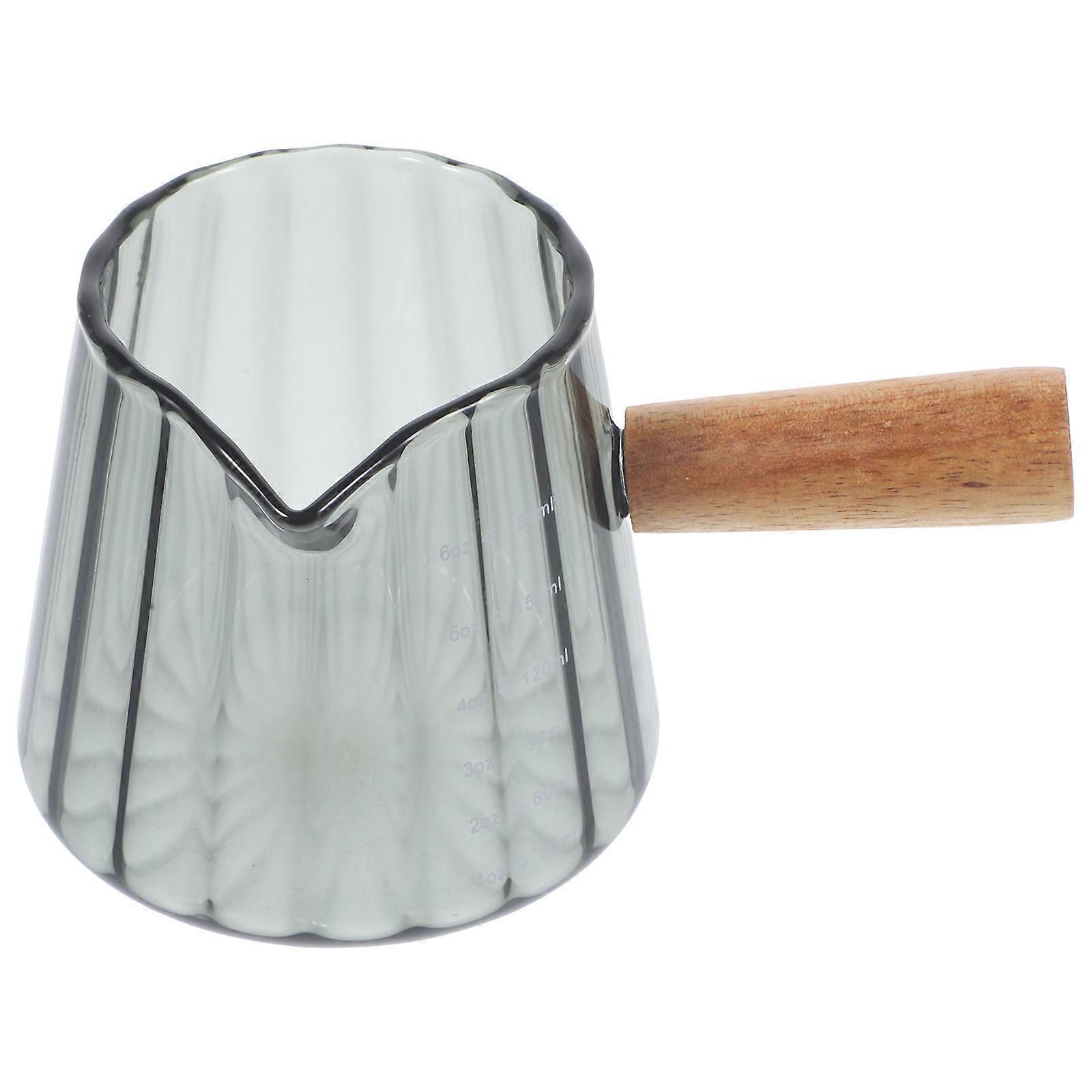 Espresso Measuring Cup Glass Pitcher with Handle Grey Heat Resistant Design for Home Use 180ml