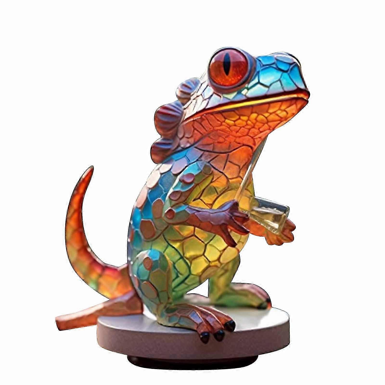 Bunte Eidechse Desktop Statue - Lebendige Wohnkultur Figur für Büro oder Garten Display