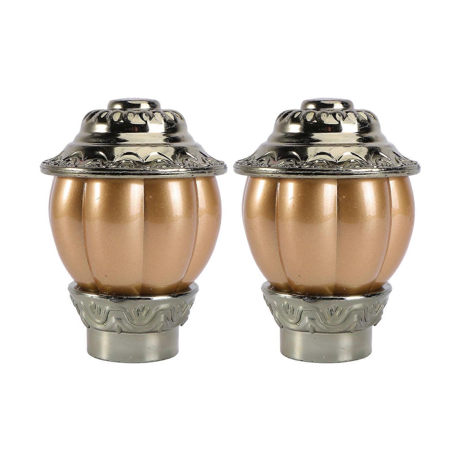 2pcs Pumpkin Curtain Rod Finials, Strong Decorative Ends for Drapery Poles, Golden Finish, Suitable for Home and Office