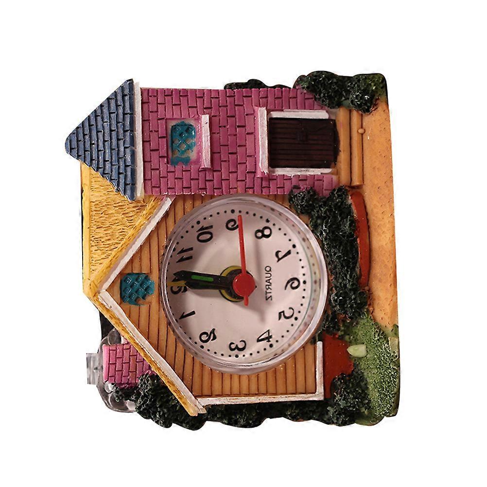 Small Unique Clock Chinese Style Alarm Clock Gift Giving Mixed Color Resin Desktop Ornament 1Pc