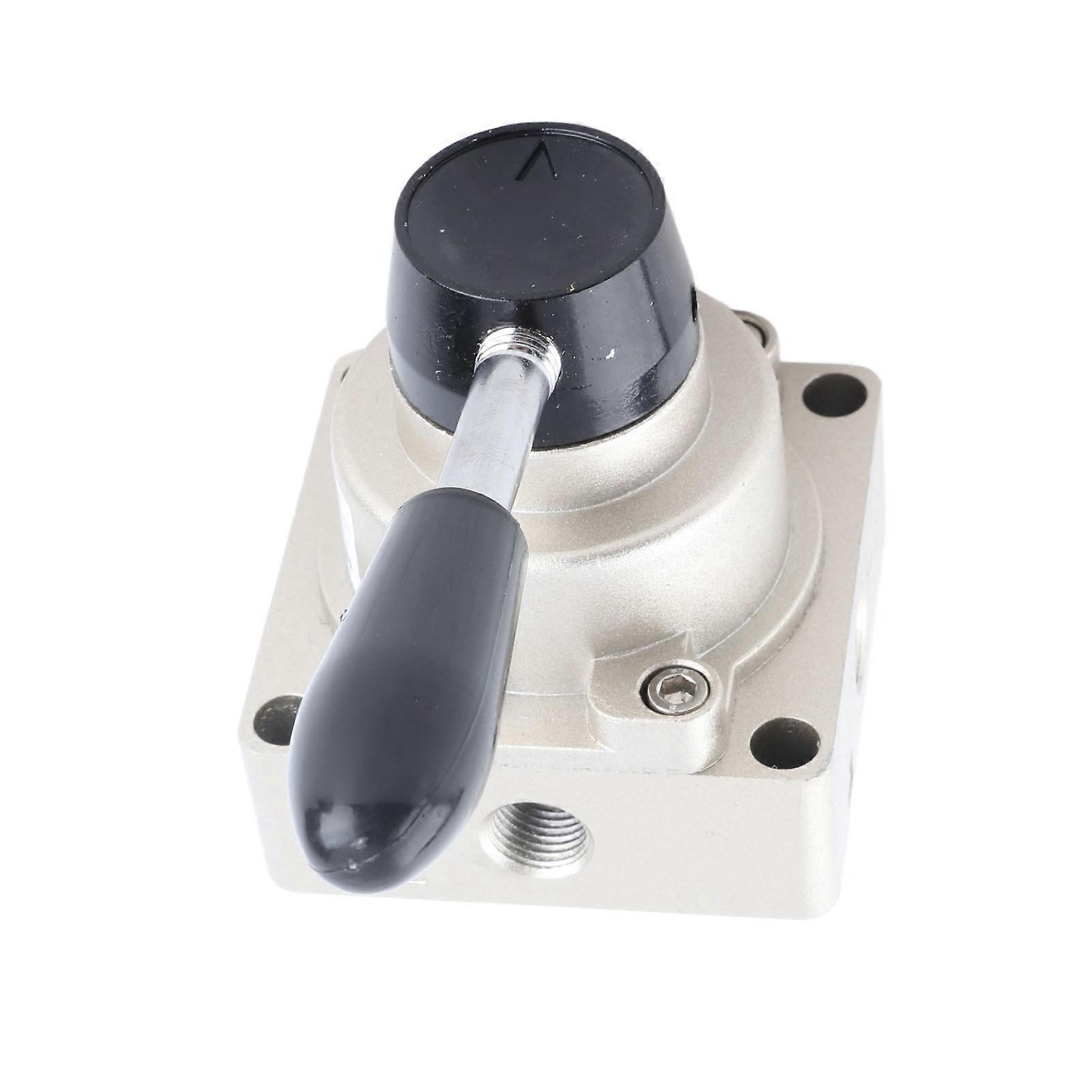 Air Hand Valve Rotary Lever 3 Position 4 Way Pneumatic Flow Control Switch Accessory 