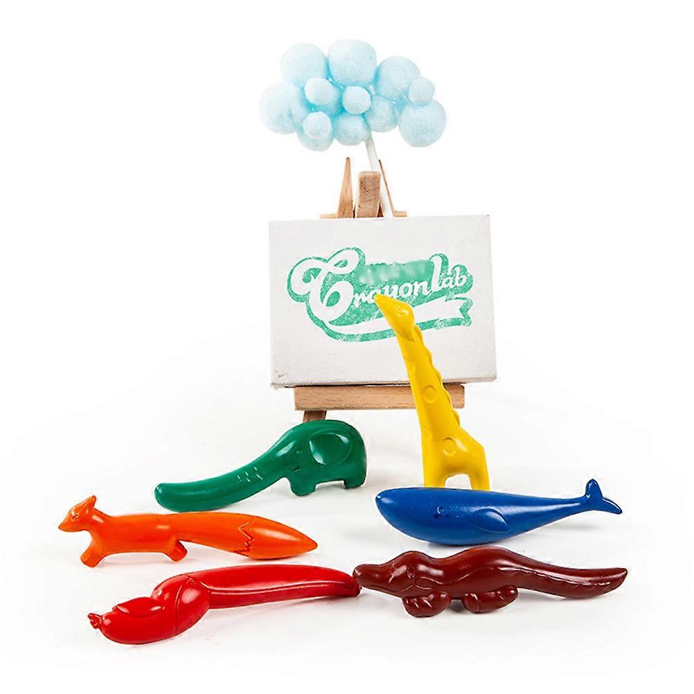 6Pcs Assorted Color Animal Shaped Wax Crayons Safe for Kids Perfect for Coloring Skills
