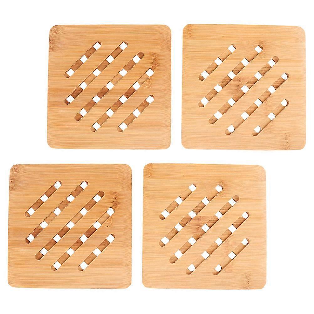 Bamboo Placemats Anti Scald Pot Mats Decorative Effect Minimalist Style 4Pcs