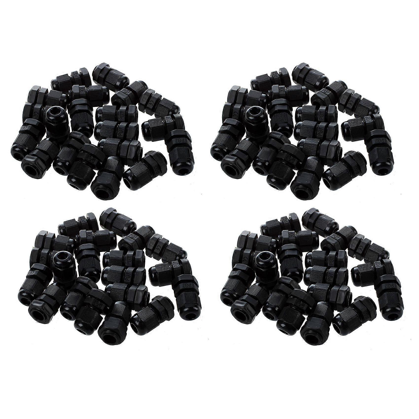 80 Pieces Black Plastic Waterproof Cable Gland Connector PG7
