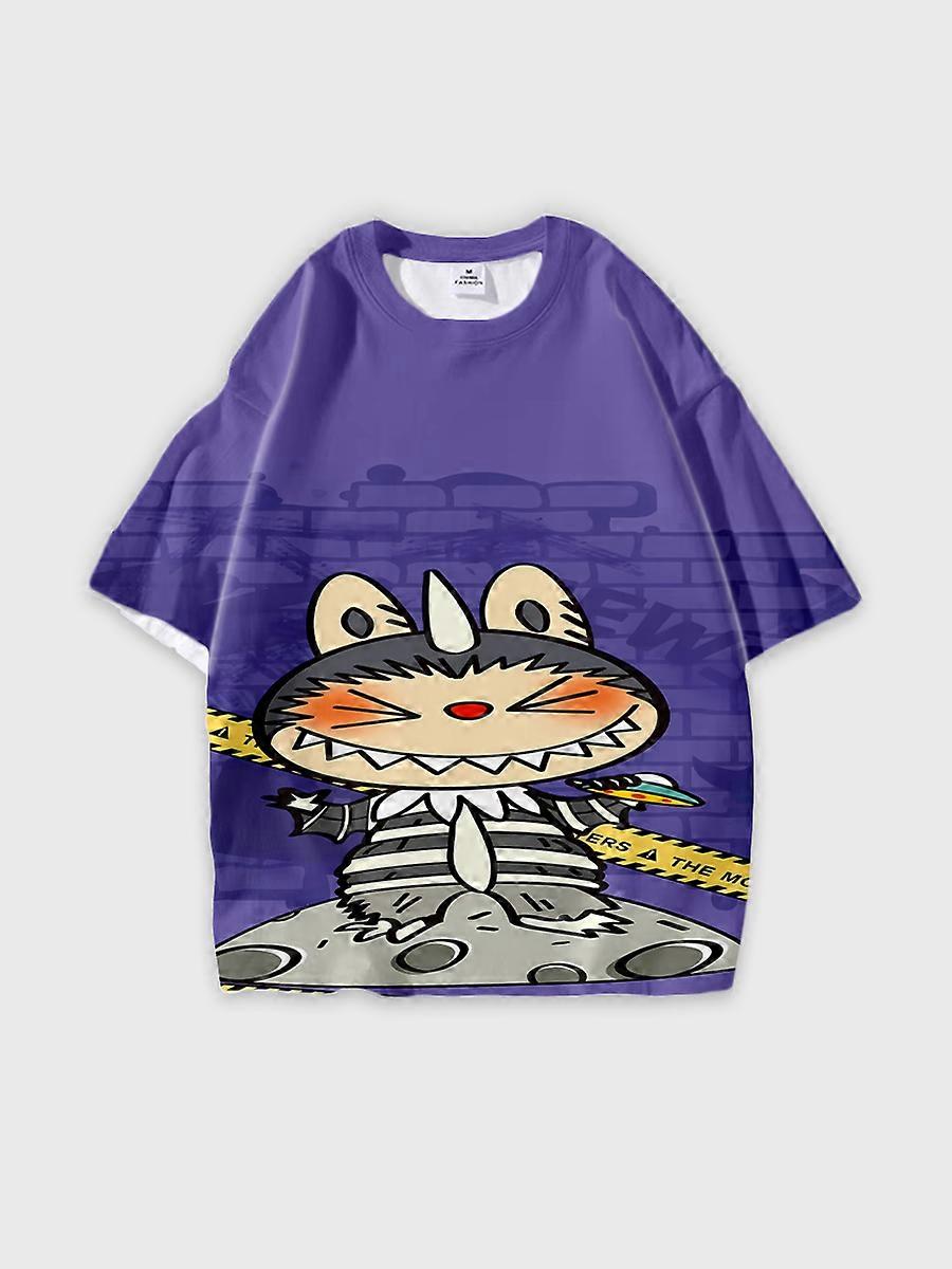 T-shirt round neck Pattern loose short sleeve K7100