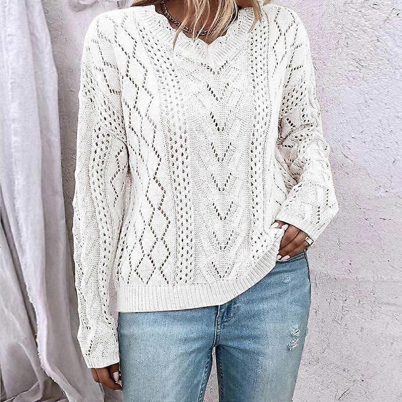 Damen Herbst/Winter Strickpullover mit hohlem V-Ausschnitt