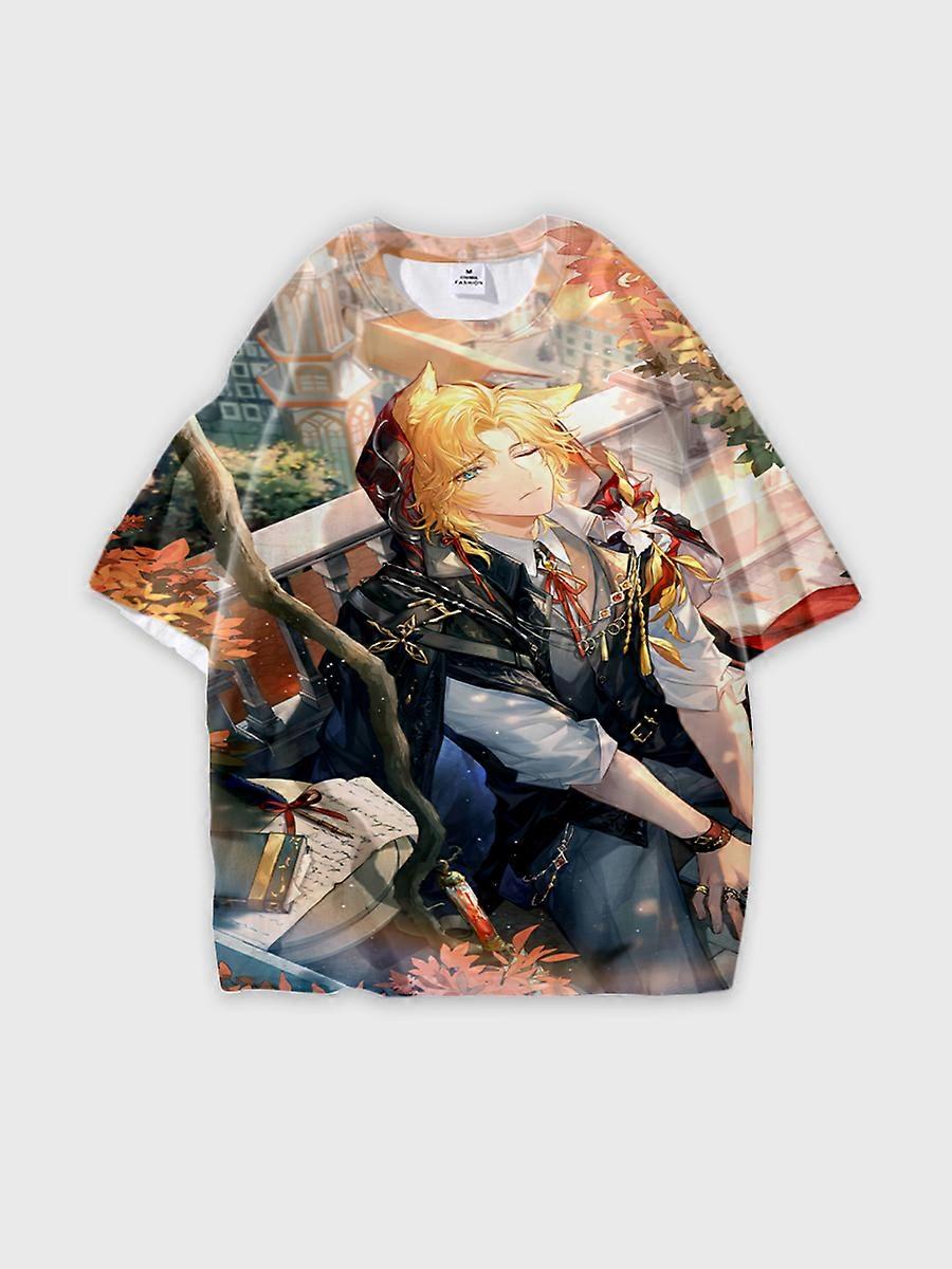 T-shirt round neck Role Pattern loose short sleeve E2100