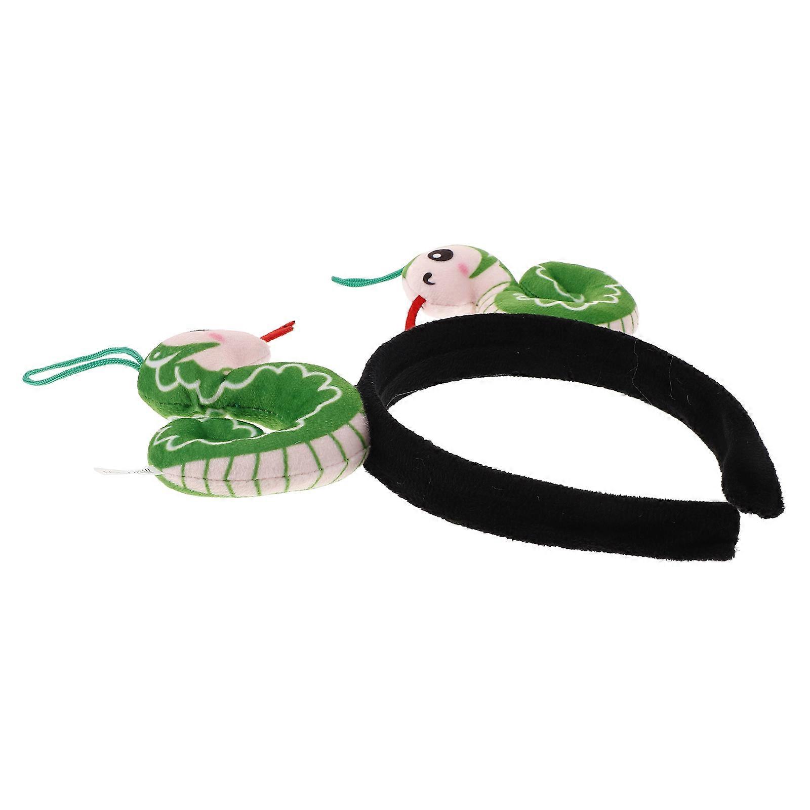 Cute Snake hairband for Women Comfortable Plush and Plastic Material Green Color Versatile Accessory 7 inches