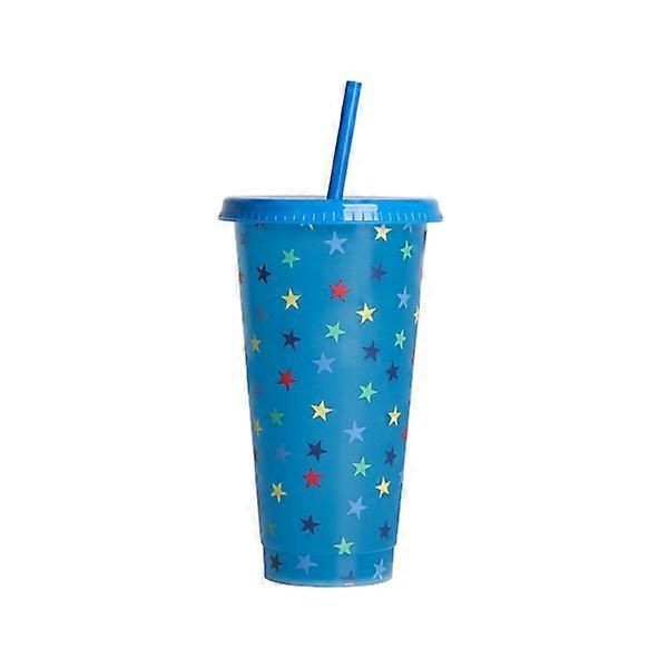 700-800ml Straw Cup Cold Color Changing Mug with Lid Single Layer Home Style 18