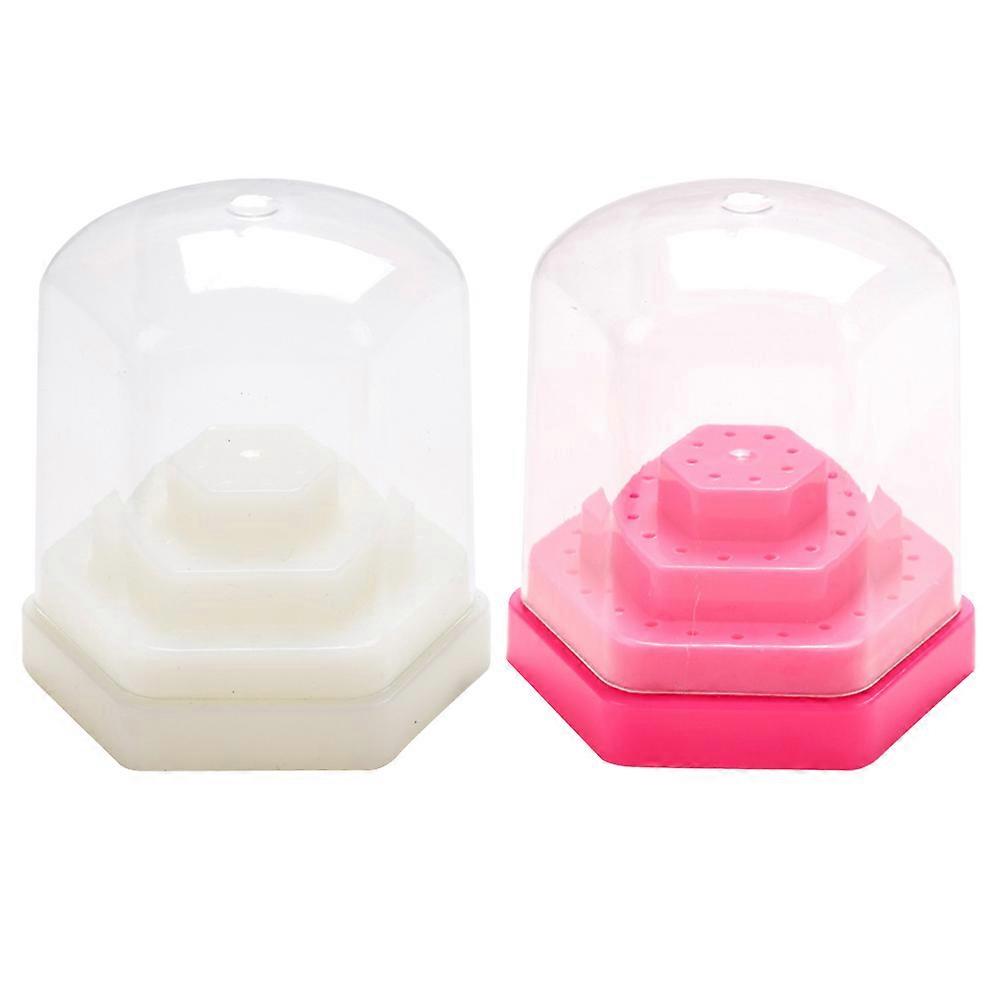 White Plastic Nail Drill Bits Holder with 48 Holes for Storage Dustproof and Organized Display