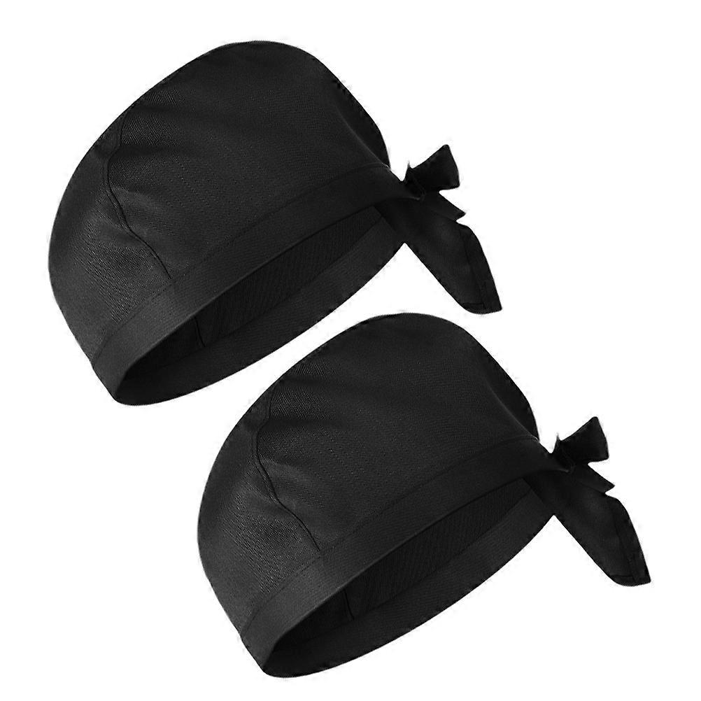 Waiter Hat Adjustable Chef Hats Comfortable to Wear for Kitchen Use Black 30X20CM 2Pcs